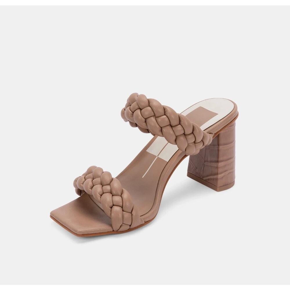 Dolce Vita Paily Braided Chunky Block Heel Sandal Cafe Stella Size 8 tan / nude